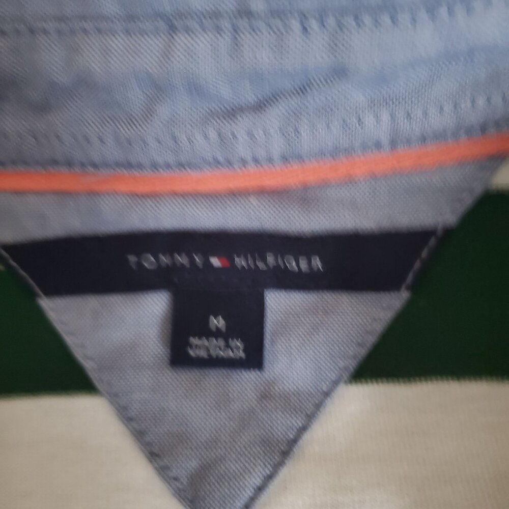 Tommy Hilfiger Women's Collared Striped Pocket Long Sleeve Polo Shirt Medium - Picture 6 of 12